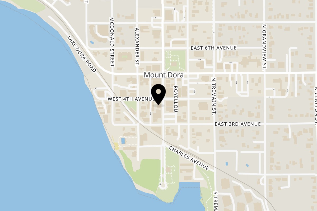 Map showing the location of Las Palmas Restaurant Mount Dora on 351 North Donnelly Street in Mt Dora